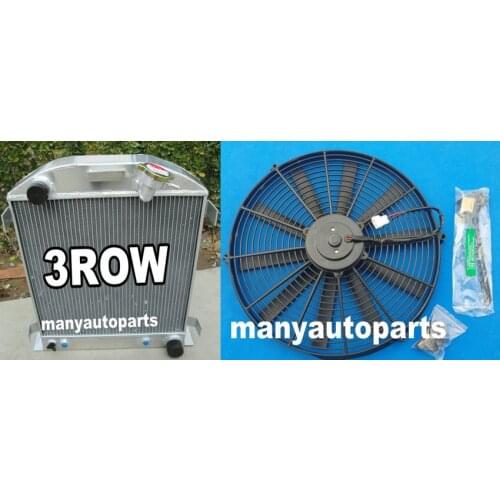 3 ROW FOR Ford 1932 hot rod w/Chevy 350 V8 engine aluminum radiator with A FAN