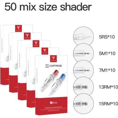 50x Disposable Tattoo Needle Cartridge Sterilized Round Shader 5RS 5M1 7M1 13RM 15RM