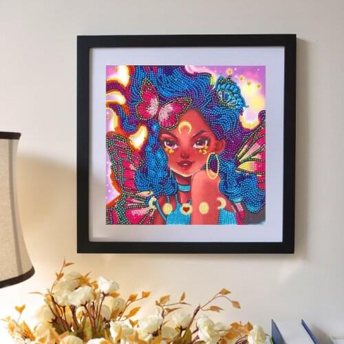 5D Diamond Painting Partial Drill Special Shaped Crystal Rhinestone Long Hair Women Diamond Kits for Adults and Kids Home Decor