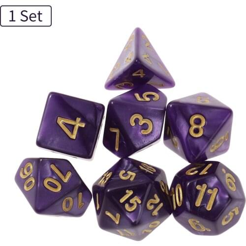 7Pcs/set Polyhedral Dice Handcrafted Polyhedral Dices with Sharp Edges Numbers Dials Desktop Table Board Game