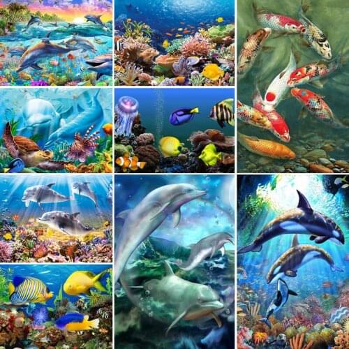 40x50x60x70 diamond painting 5D Full Square embroidery mosaic Cross Stitch animals dolphin DIY Christmas home Decoration gift