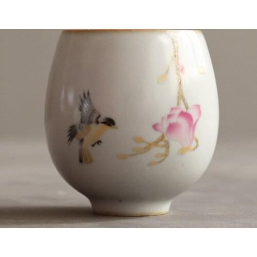 Bird Tea Cup Coffee Glazed Ceramic Mug Porcelain Tea Cup Hand Painted Flower Pattern Teacup Home Drinkware