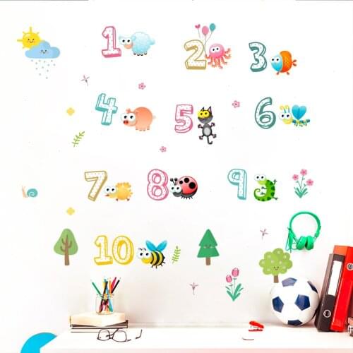 Cartoon animal plant Colorful digital Wall Stickers For Kids Rooms Nursery Room Decor Children Wall Decal Art poster gift Mural