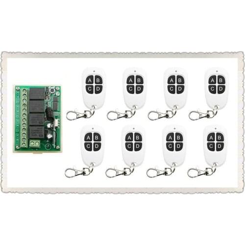 DC12V 4CH 10A RF Wireless Remote Control Switch System teleswitch 8 transmitter & 1 receiver relay Receiver Smart Home Switch