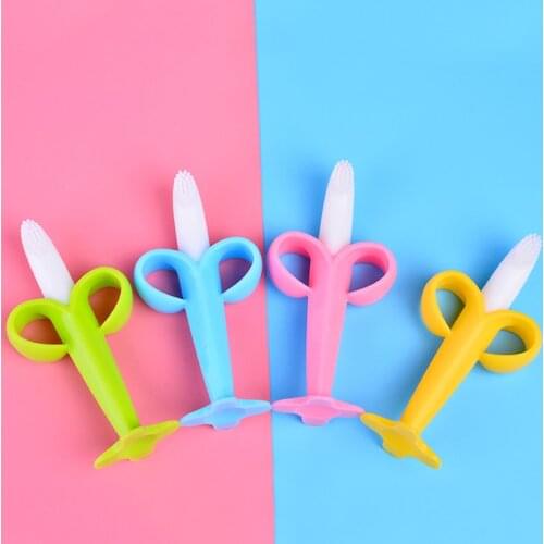 Baby Silicone Training Toothbrush BPA Free Safe Toddler Teether Teething Ring Kids Teether Toys Newborn Infant Chewing Gift