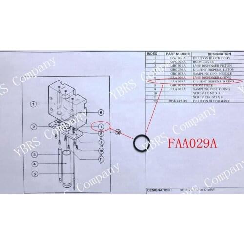 FAA029A O-ring for ABX M60 Micros 60 Micros60 ES60 CRP Bayer ADVIA 60 Diluent Syringe O-ring Diluent Dispenser O-ring
