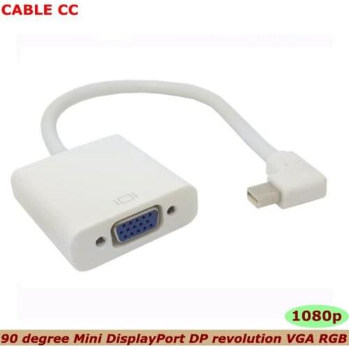 Good quality right angle 90 degree Mini DisplayPort DP revolution VGA RGB1080p display projector cable adapter white