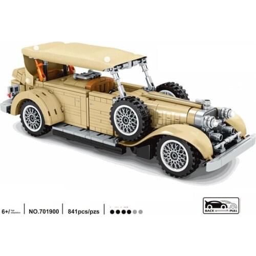 Lincoln Classic Vintage car Technical building block KB v12 model Pull back vehicle steam assembly brick toy collection for gift