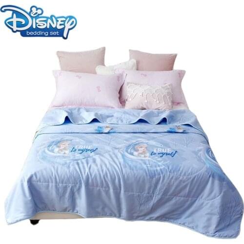 Cartoon Summer Quilt Bedspread Blanket Comforter soft Bed Cover full Queen Quilting kids blue frozen Elsa bedclothes 150x200cm