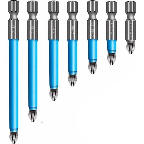 7Pcs Electric Cross Bit Screw Super Magnetic Anti-slip Single-head Thickened Bit S2 Steel Alloy Screwdriver Household Hardware
