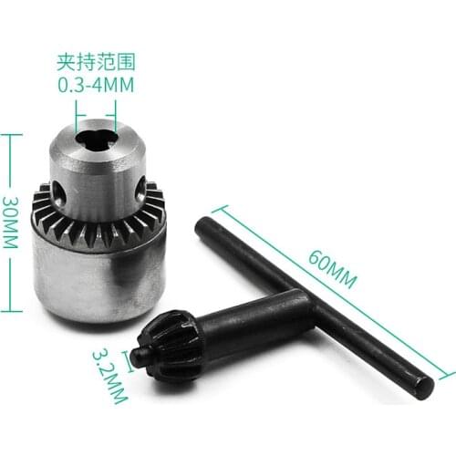 Mini Drill Chuck Micro 0.3-4mm Taper Mounted Drill Chuck and Chuck Key Lathe Accessories Adapter with Key