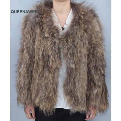 Fashion Knit Raccoon Fur Coat Full Sleeve Raccoon Fur Jacket Overcoat Garment