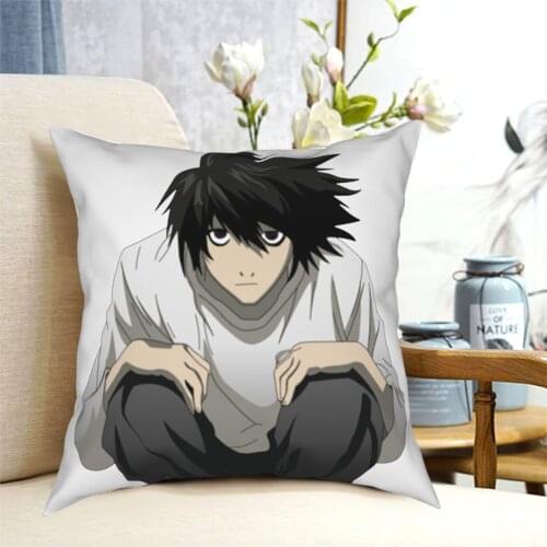 L Death Note Pillowcase Printed Fabric Cushion Cover Decorations Throw Pillow Case Cover Sofa Square 40X40cm