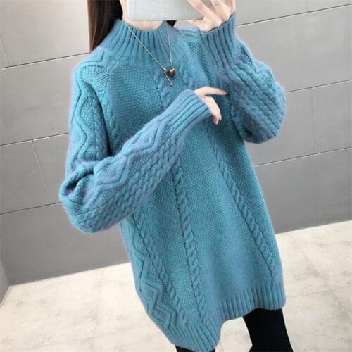 2021 Spring Autumn Winter New Half Turtleneck Sweater Women Pullover Fashion Long Sleeve Loose Mid-Length Bottoming Shirt H1103
