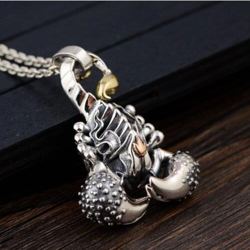 S925 silver restoring ancient ways is technology Male money silver pendant The scorpion modelling silver necklace