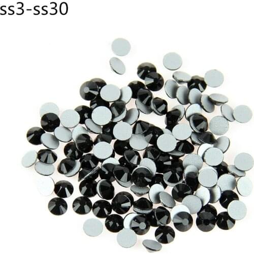Wholesale SS3-SS30 288/1440pcs Black Flatback Rhinestones DIY Stones Decoration Parts,Glue On Nail Art Rhinestones