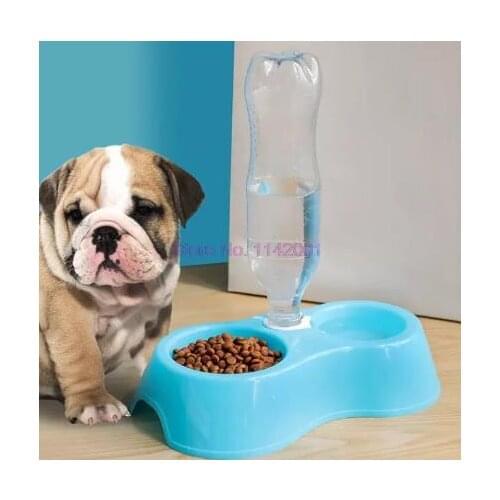 Pet Dog Cat Feeder Plastic Dual Port Automatic Feeder Water Drinking Feeding Basin Bowls For Cats Pet Dogs Pet Supplie