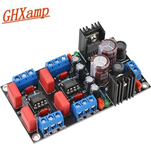 GHXAMP NE5532 Preamp Preamplifier Tone Board 4 channel For Treble Bass Optimize Volume Preamplifier Single Power 1pcs