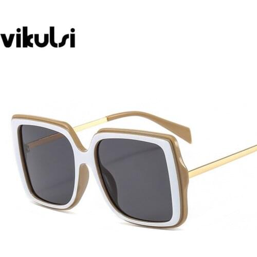 Square Oculos Oversized White Brown Sunglasses Women/Men 2020 New Trendy Big Frame Sun Glasses Male Retro Sunshade Winter Shades