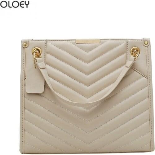 OLOEY New womens fashion messenger bag chain shoulder bag embroidery thread rhombus popular handbag bag for women