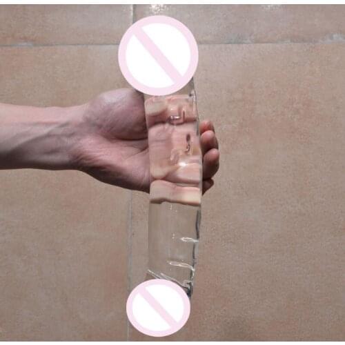 Super Big Double Double Penetration Realistic Huge Glass Dildo Large Dildos for Women Glass Sex Toys Gode Sexe
