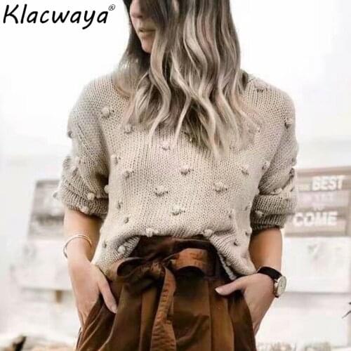 Vintage women pompon woolen sweater 2021 fashion ladies knitted pullover sweaters female oversize knitwear girls tops femme chic