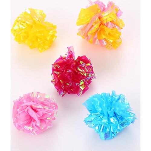10PCS Cat Sound Paper Ball Toy Crinkle Ball Interactive Cat Mylar Crinkle Ball Ring Paper Playing Pet Cat Products Supplies
