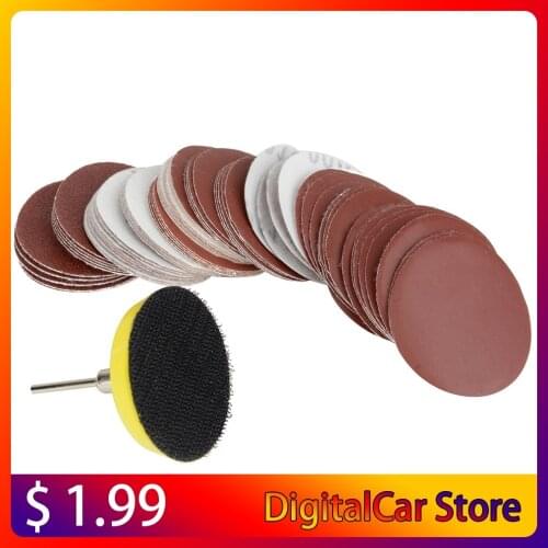 100PCS 2inch/50mm Round Sandpaper Polishing Disk 80-3000 Grit Sanding Disc 3MM Loop Sanding Pad with Shank for Polishing tool