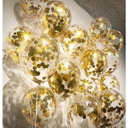 15pcs 12inch Clear Balloons Gold Foil Confetti Transparent Balloons Happy Birthday Baby Shower Wedding Party Decorations