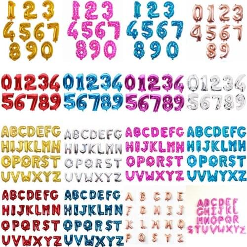 16 32 inch Gold Number Balloon Aluminum Foil Red Letter Balloons Wedding Decoration Supplies 0-9 Silver Balloons Birthday Helium