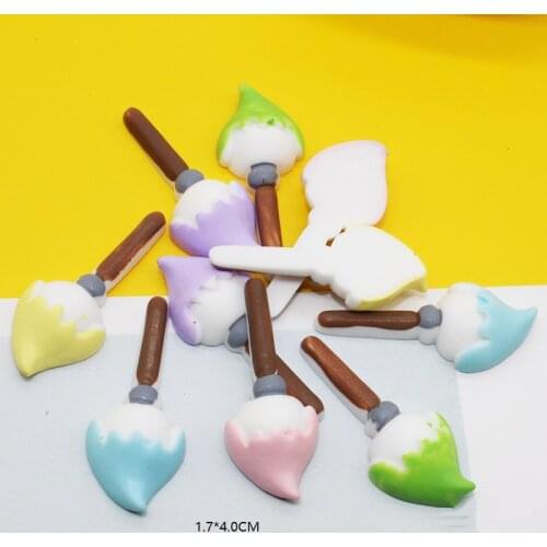 20Pcs Resin Kawaii Paintbrush Flatback Resins Cabochons Embellishments for Scrapbooking DIY Accessories Phone Case Decoration