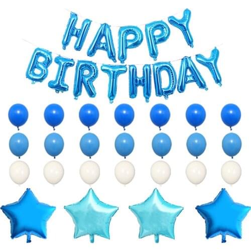 38pcs Happy Birthday Foil Letter Balloons Globos Baby House Celebration Decorations Mix Color Star Bal Children Toys Baby Shower