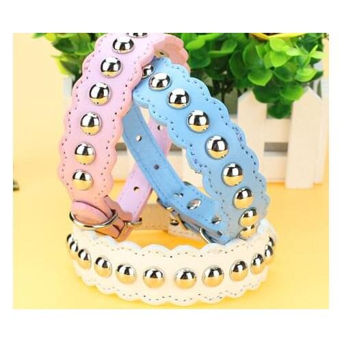 45*2CM PU Leather Rivet Dog Collar Adjustable Mushroom Nail Pet Collar