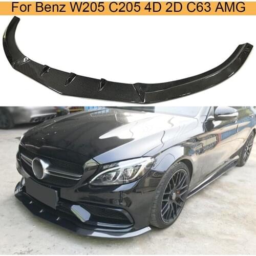 Car Front Bumper Lip Spoiler Splitter For Mercedes-Benz C Class W205 2D 4D C63 AMG 2015-2020 Front Bumper Guard Lip Carbon Fiber