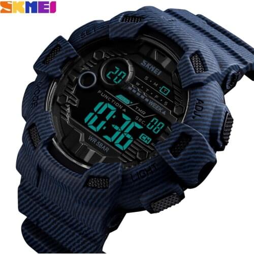SKMEI New Sport Countdown Digital Mens Watch Outdoor Military Chrono Clock Waterproof 2Time Display Wristwatch Relogio Masculino