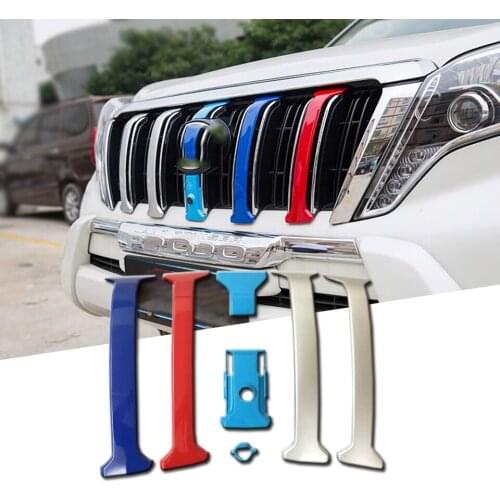 Colourful Front Grill Grille Molding Cover Trim With Camera Hole For Toyota Land Cruiser Prado FJ150 2014 2015 2016 2017