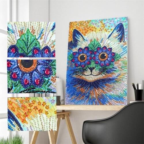 Colorful Cat Special Shaped Drill 5D Diamond Embroidery Diamond Mosaic Round Diamond Painting Cross Stitch Kits Home Decoration