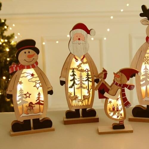 Wood LED New Year Santa Claus Christmas Tree Decorations Natal Table Ornaments Party Supplies Christmas Decorations For Home