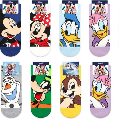 Disney 1pcs socks solid color cotton cartoon pattern printing cute comfortable not stuffy foot socks unisex