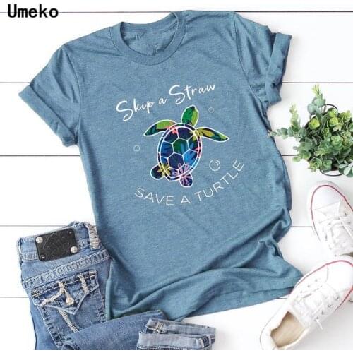 Umeko 2020 Summer Women Casual Tshirts Colorful Tortoise Letters Print Short Sleeve Oneck Fashion Tees Female Loose Tops Clothes
