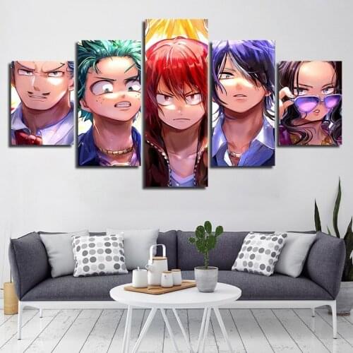 Canvas Hd Printed Posters 5 Pcs My Hero Academia Modern Wall Art Classic Pictures Living Room Home Decor Modular Anime Painting