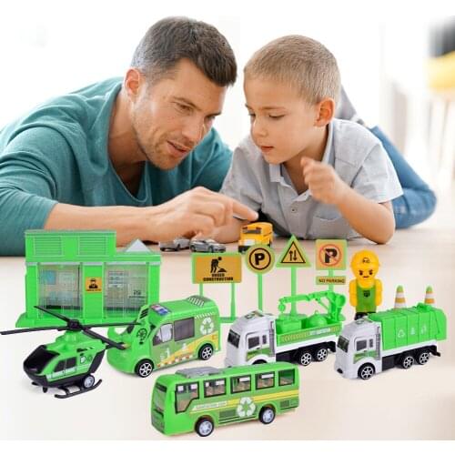 Car Toys Inertia Pull Back Simulation Engineering Vehicle Aircraft Model Kid for Children Early Learning Supplies