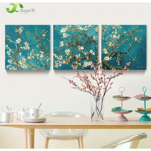 3 Panel Modern Printed Van Gogh Flower Tree Painting Picture Canvas Art Home Decor Wall Pictures For Living Room No Frame PR069
