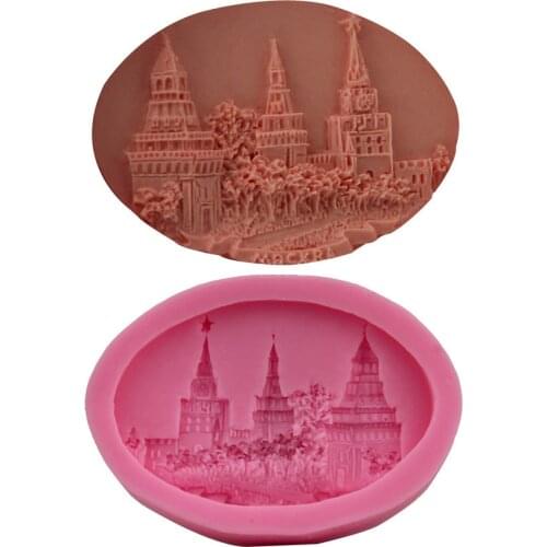 Classical castle town Silicone Fondant Soap 3D Cake Mold Cupcake Jelly Candy Chocolate Decoration Baking Tool Moulds FQ1669
