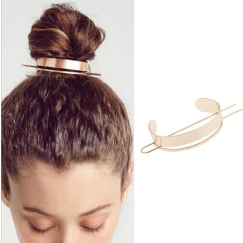 Gold Silver Color Round Top Hairpin Bun Cage Minimalist Bun Holder Cage Hair Stick Girl Women Mom Hair Accessories Hair Jewelry
