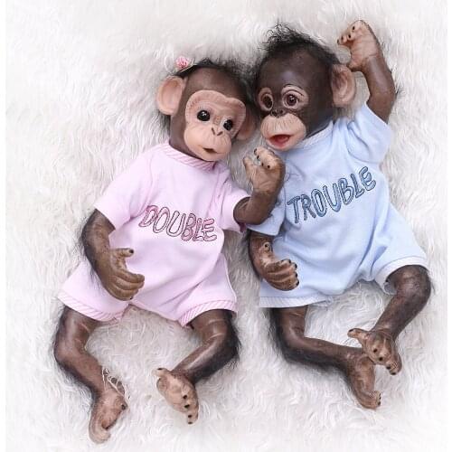 Bebes doll New 40CM handmade detailed painting job reborn baby Monkey orangutans in black collectible art high quality doll