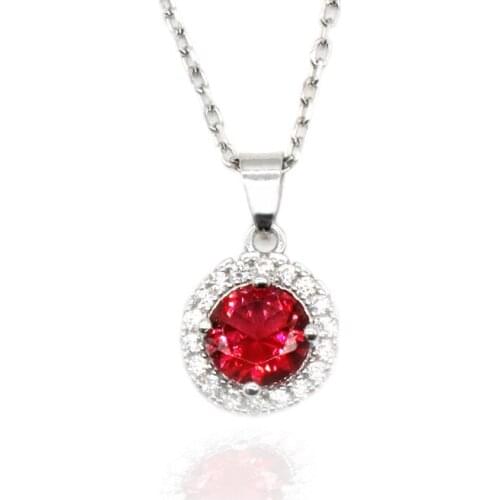 Red Zircon Pendant Necklace 925 Sterling Silver Romantic Jewelry for Love Like Passion Fire Silver 925 Chain Women Girls