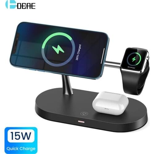 3 in 1 Magnetic Wireless Charger For iPhone 12 Pro Max Mini Airpods Pro 15W Fast Charging Station For Apple Watch 6 SE 5 4 3 2