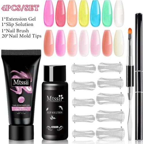 Mtssii Manicure Set for Nail Poly uv gel Kit Builder Gel Nail Brush Soak off Quick Building Finger Extension Camouflage Nail Gel