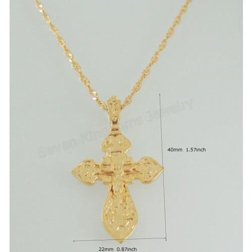 Min order 10$/CAN MIX DESIGNNEW DESIGN 24K YELLOW GOLD OVERLAY 18" NECKLACE & JESUS CROSS GOD PENDANT CUTE HANGS 40mm 1.57inch